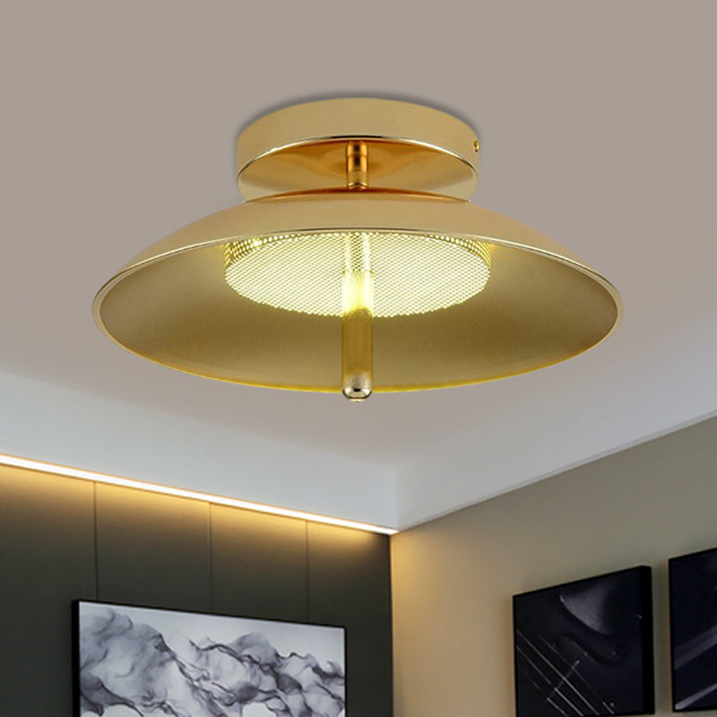 Gold Finish Bowl Flushmount Light Postmodern LED Iron Flush Mount Ceiling Lamp Fixture
