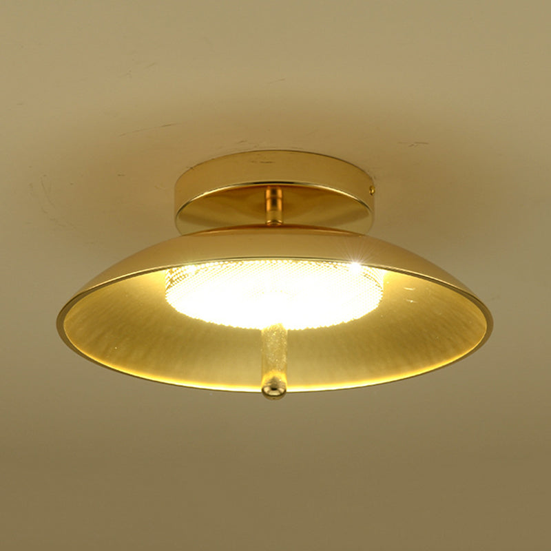 Gold Finish Bowl Flushmount Light Postmodern LED Iron Flush Mount Ceiling Lamp Fixture