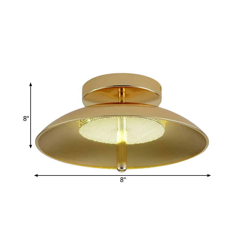 Gold Finish Bowl Flushmount Light Postmodern LED Iron Flush Mount Ceiling Lamp Fixture