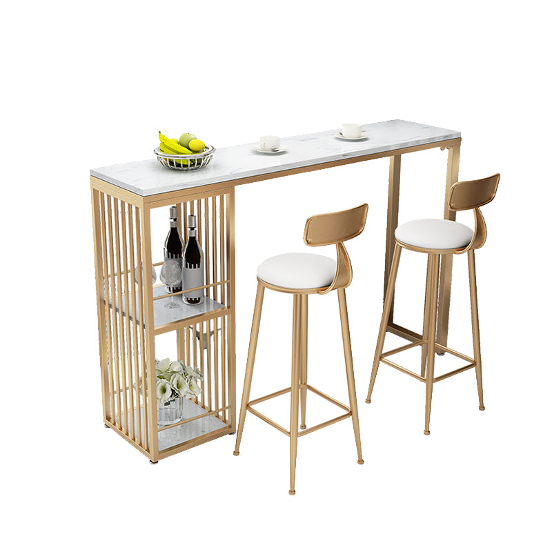 Glam Stone Rectangle Bar Table Storable Table for Living Room