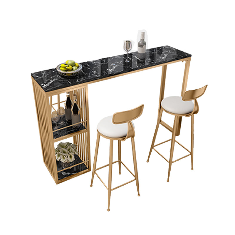 Glam Stone Rectangle Bar Table Storable Table for Living Room