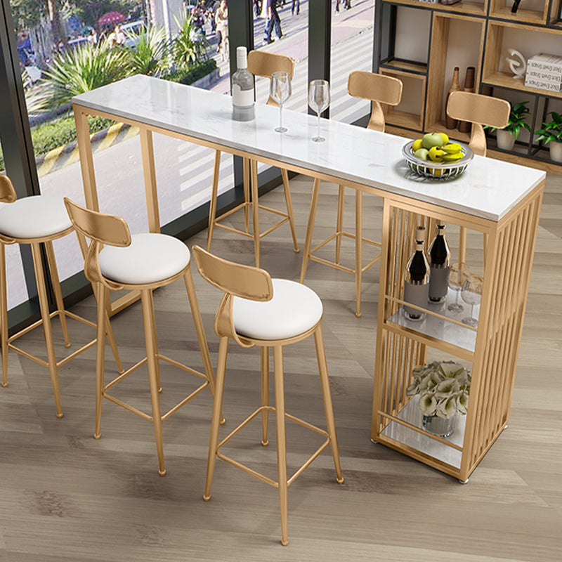 Glam Stone Rectangle Bar Table Storable Table for Living Room