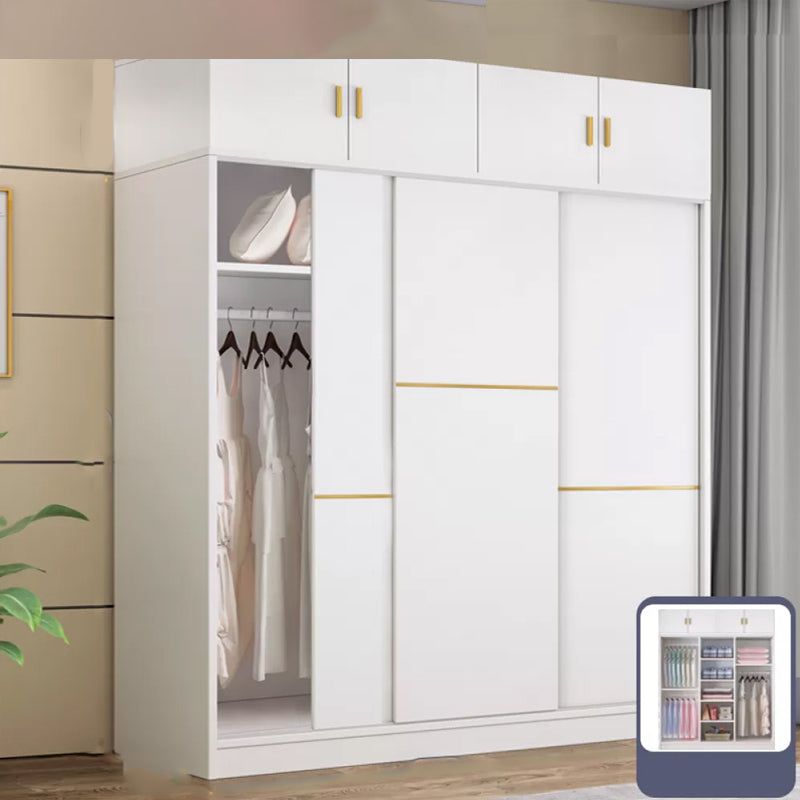 Contemporary White Wood Frame Wardrobe Freestanding Wardrobe with Soft Close Doors