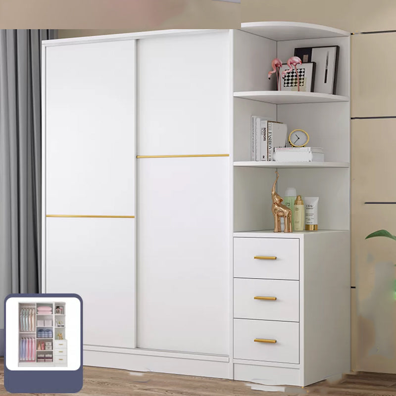 Contemporary White Wood Frame Wardrobe Freestanding Wardrobe with Soft Close Doors