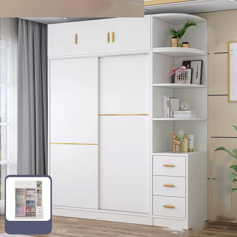 Contemporary White Wood Frame Wardrobe Freestanding Wardrobe with Soft Close Doors