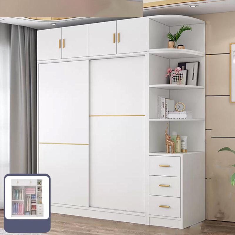 Contemporary White Wood Frame Wardrobe Freestanding Wardrobe with Soft Close Doors
