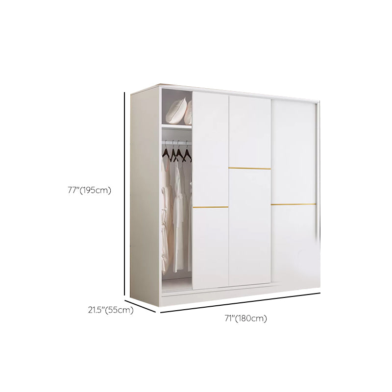 Contemporary White Wood Frame Wardrobe Freestanding Wardrobe with Soft Close Doors