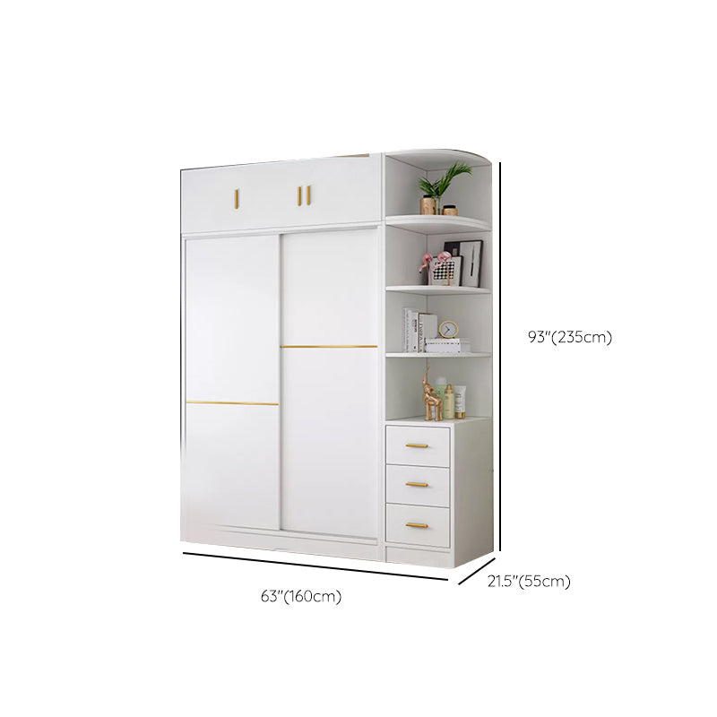 Contemporary White Wood Frame Wardrobe Freestanding Wardrobe with Soft Close Doors