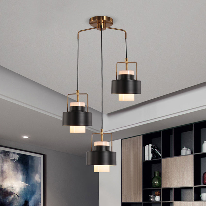 Lampe de suspension de suspension finale noire moderniste en métal en métal en forme de tambour