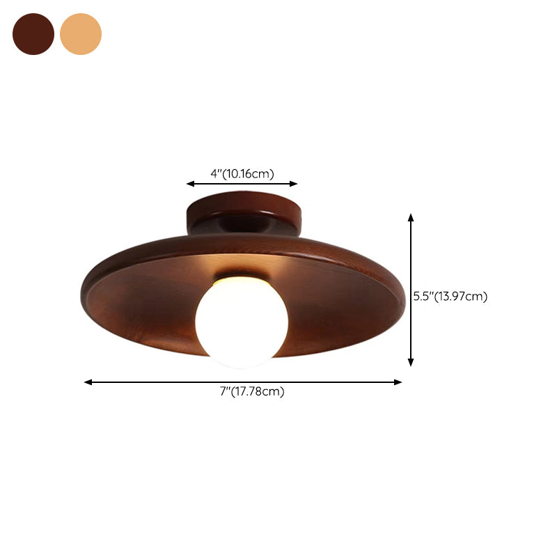 Contemporary Wooden Semi Mount Lighting Glass Shade Semi Flush for Foyer