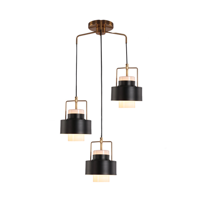 Lampe de suspension de suspension finale noire moderniste en métal en métal en forme de tambour