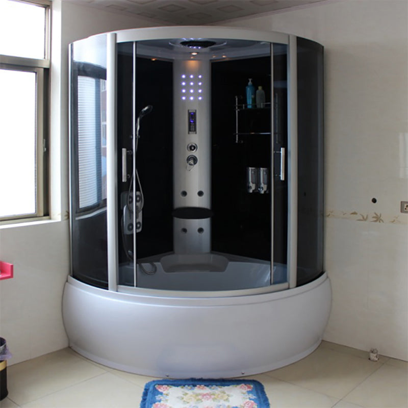 Round Double Sliding Shower Stall Full Frame Tempered Glass Shower Room