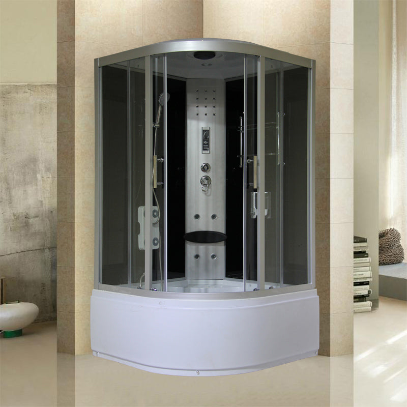 Round Double Sliding Shower Stall Full Frame Tempered Glass Shower Room