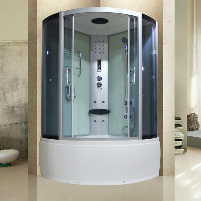 Round Double Sliding Shower Stall Full Frame Tempered Glass Shower Room