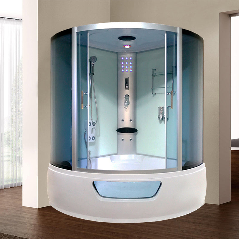 Round Double Sliding Shower Stall Full Frame Tempered Glass Shower Room