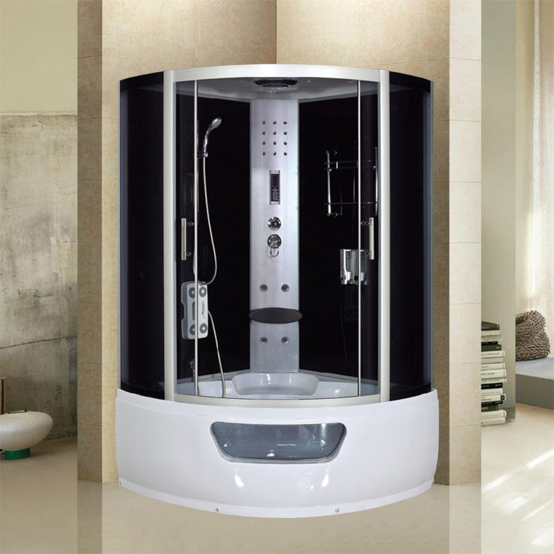 Round Double Sliding Shower Stall Full Frame Tempered Glass Shower Room