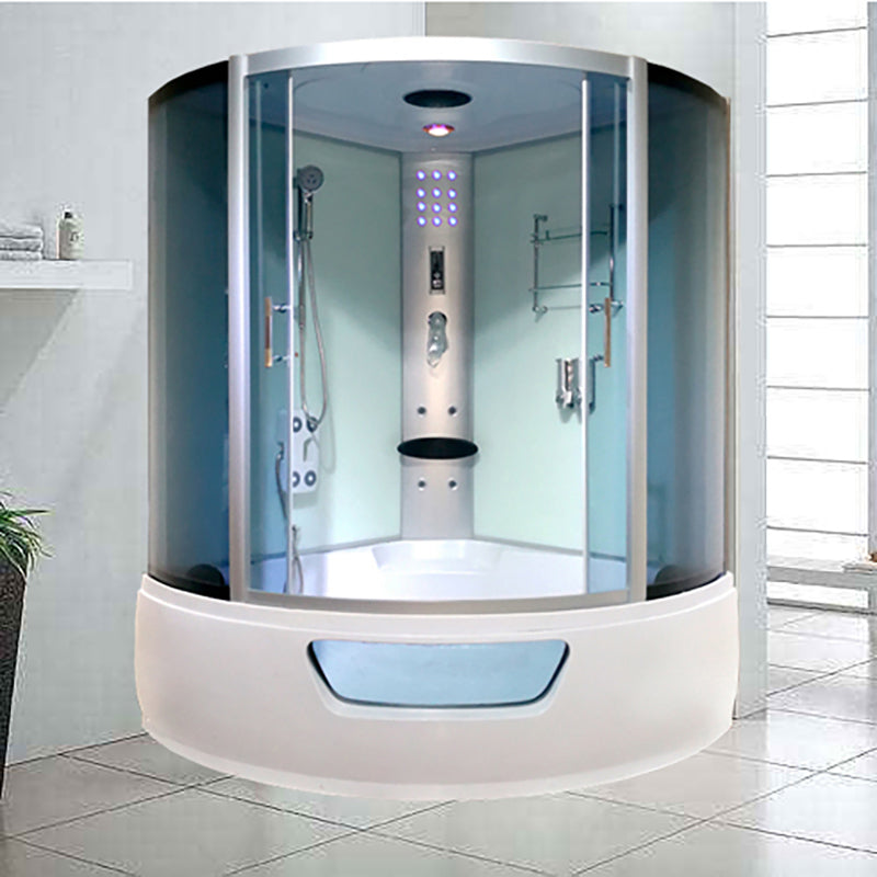 Round Double Sliding Shower Stall Full Frame Tempered Glass Shower Room