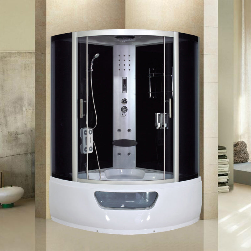 Round Double Sliding Shower Stall Full Frame Tempered Glass Shower Room