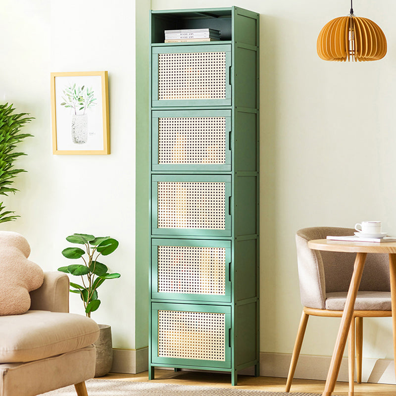Contemporary Green Wood Accent Cabinet Rectangle Grooves Accent Cabinet