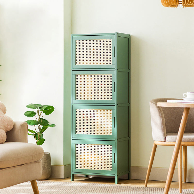 Contemporary Green Wood Accent Cabinet Rectangle Grooves Accent Cabinet