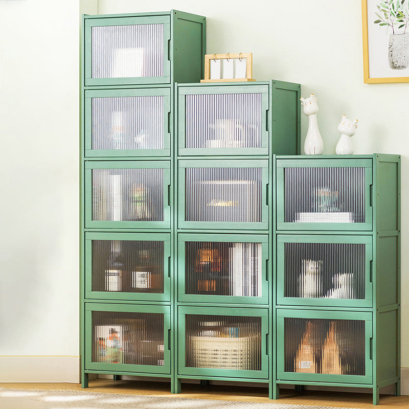 Contemporary Green Wood Accent Cabinet Rectangle Grooves Accent Cabinet