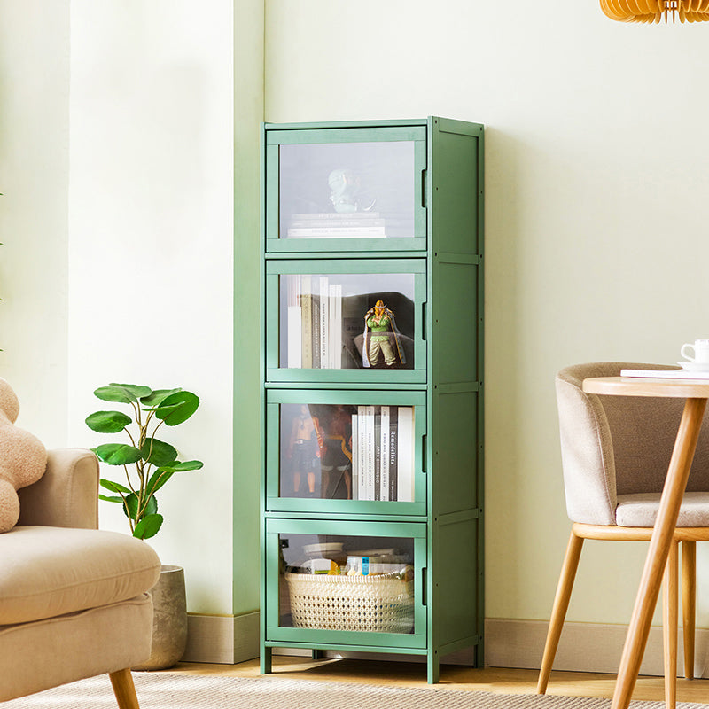 Contemporary Green Wood Accent Cabinet Rectangle Grooves Accent Cabinet