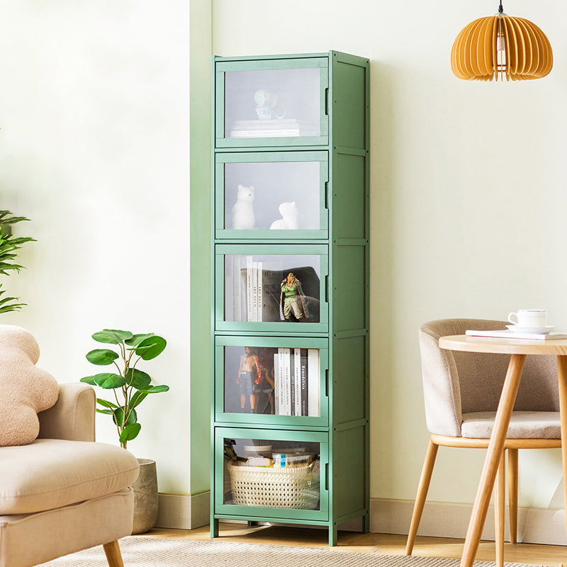 Contemporary Green Wood Accent Cabinet Rectangle Grooves Accent Cabinet