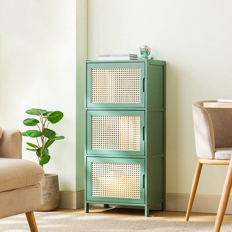 Contemporary Green Wood Accent Cabinet Rectangle Grooves Accent Cabinet