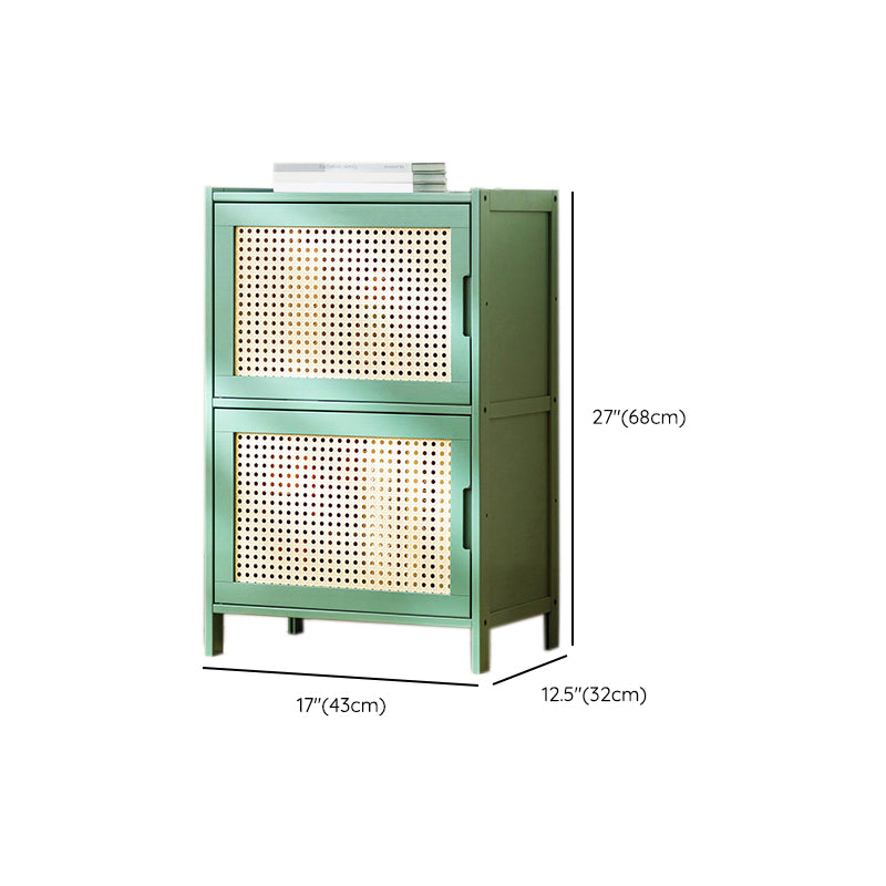Contemporary Green Wood Accent Cabinet Rectangle Grooves Accent Cabinet