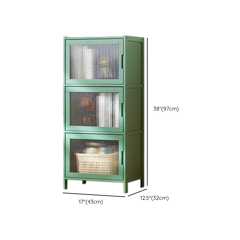 Contemporary Green Wood Accent Cabinet Rectangle Grooves Accent Cabinet