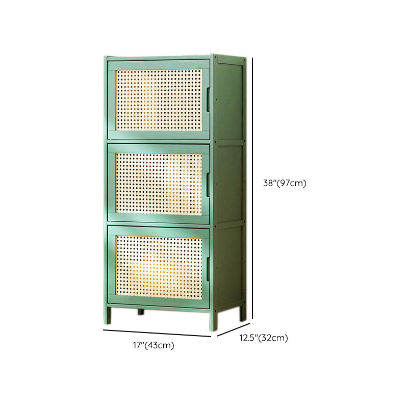 Contemporary Green Wood Accent Cabinet Rectangle Grooves Accent Cabinet
