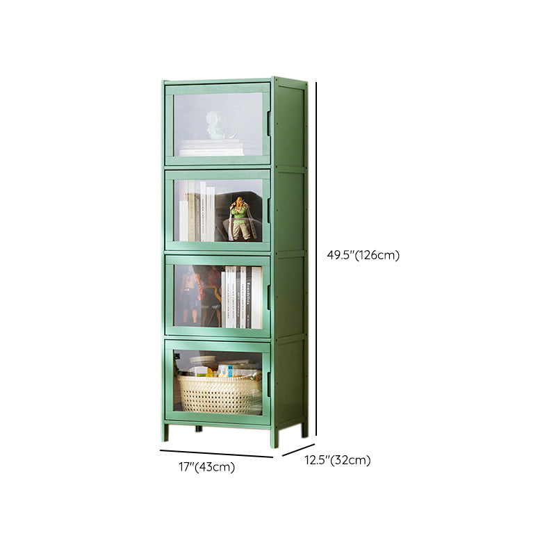 Contemporary Green Wood Accent Cabinet Rectangle Grooves Accent Cabinet