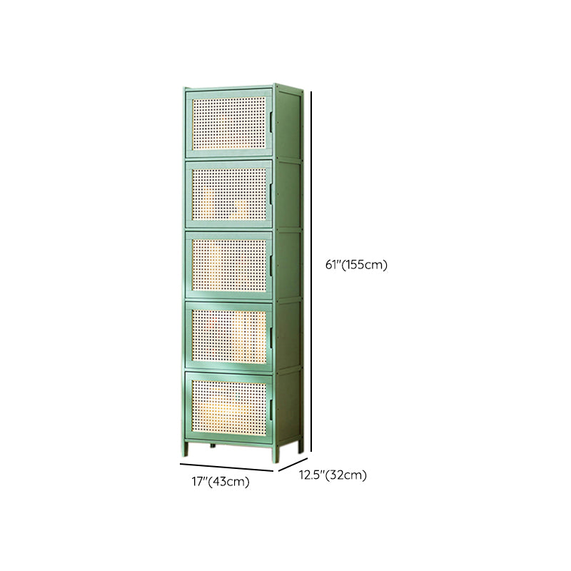 Contemporary Green Wood Accent Cabinet Rectangle Grooves Accent Cabinet