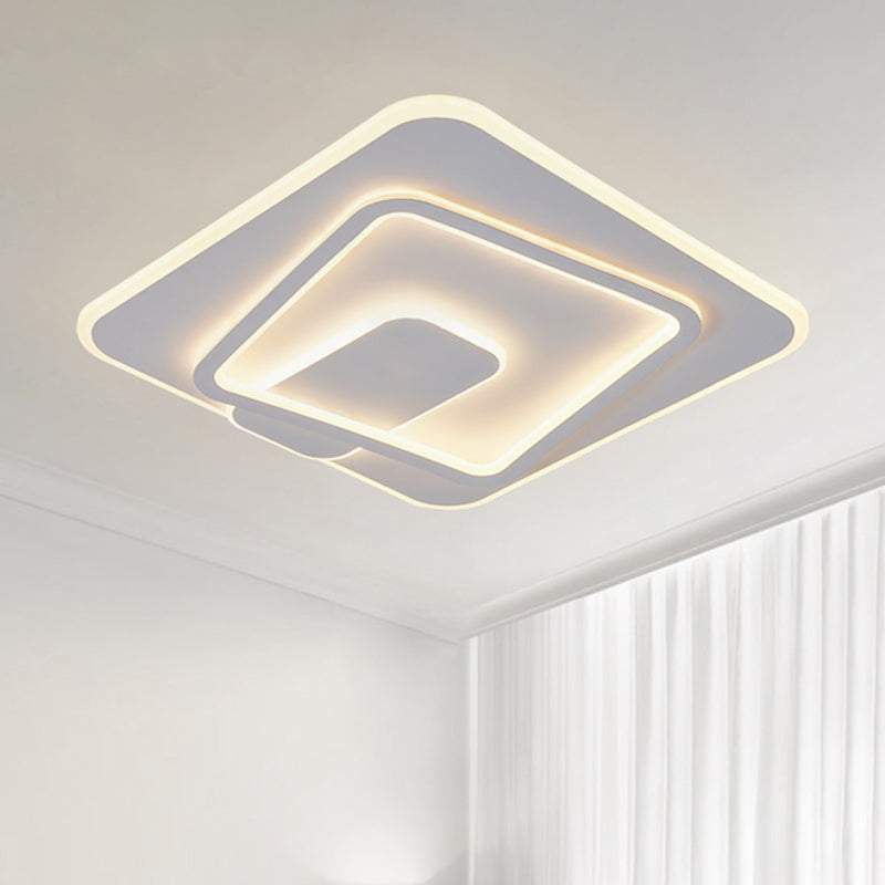 LED Schlafzimmer Flush Mount Lampe Minimalismus Weiß Deckenleuchte mit quadratischem Acryl Schatten im warmen/weißen Licht