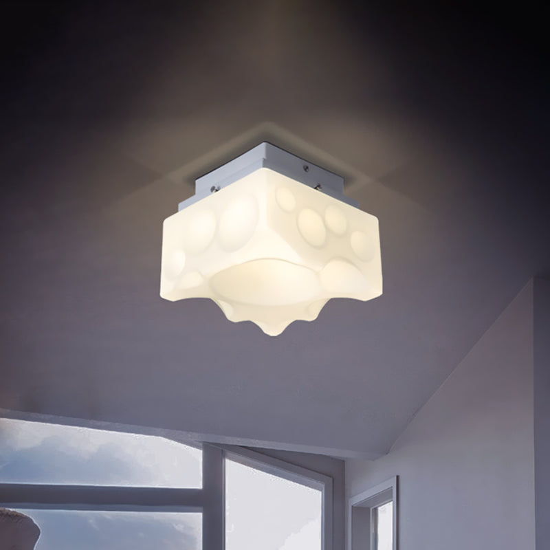 White Geometric Flush Light Fixture Simple LED Acrylic Close to Ceiling Lighting for Hallway