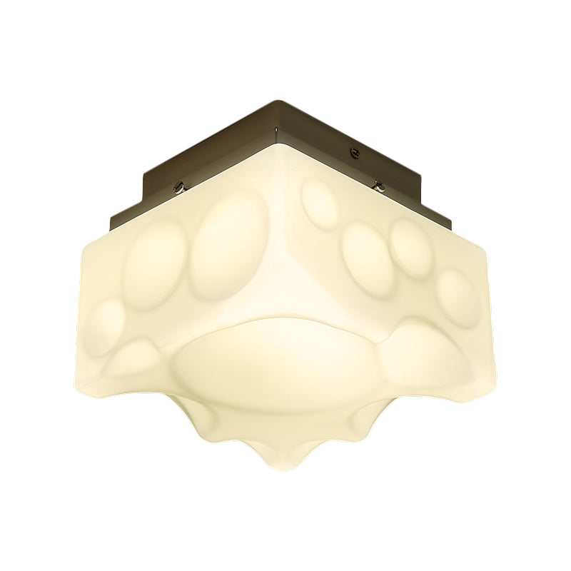 White Geometric Flush Light Fixture Simple LED Acrylic Close to Ceiling Lighting for Hallway