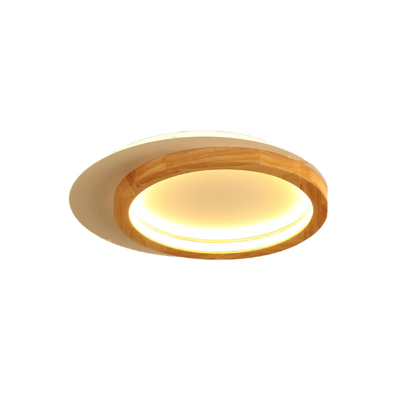 Wooden Loop Flush Mount Spotlight Modern 16"/23.5" W LED Flushmount Ceiling Light for Living Room