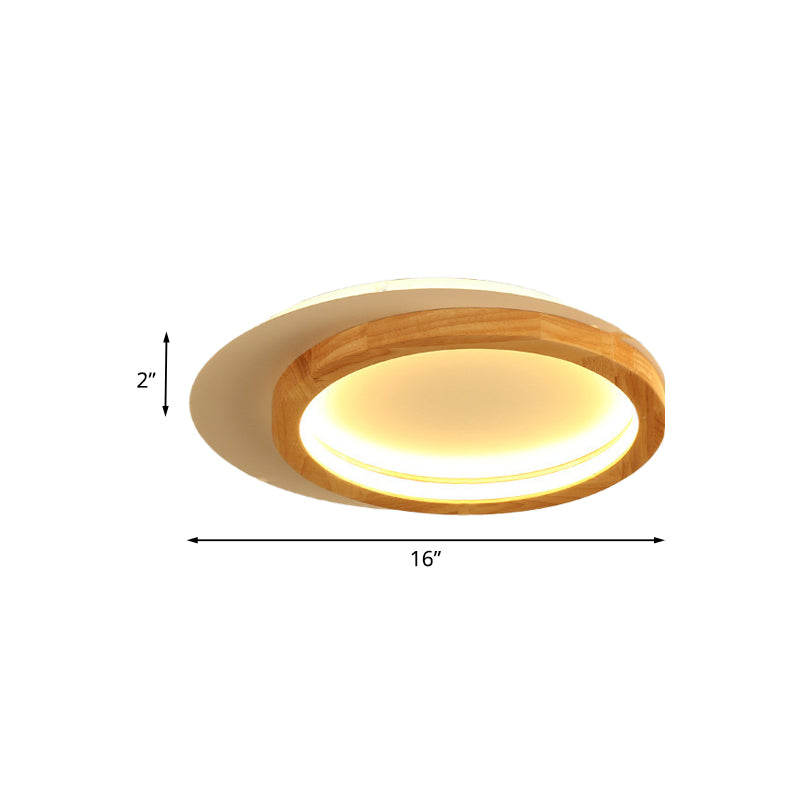 Wooden Loop Flush Mount Spotlight Modern 16"/23.5" W LED Flushmount Ceiling Light for Living Room