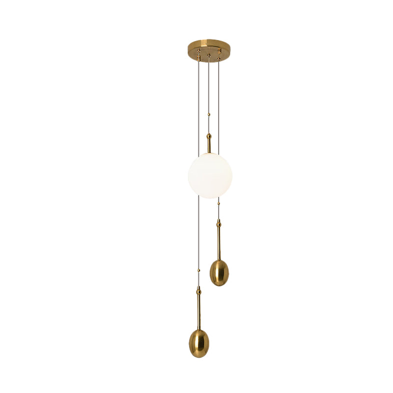 Ball Bedside Pendant Light Fixture Opal Glass 1 Light Modernist Ceiling Lamp with Dual Gold Modo Deco