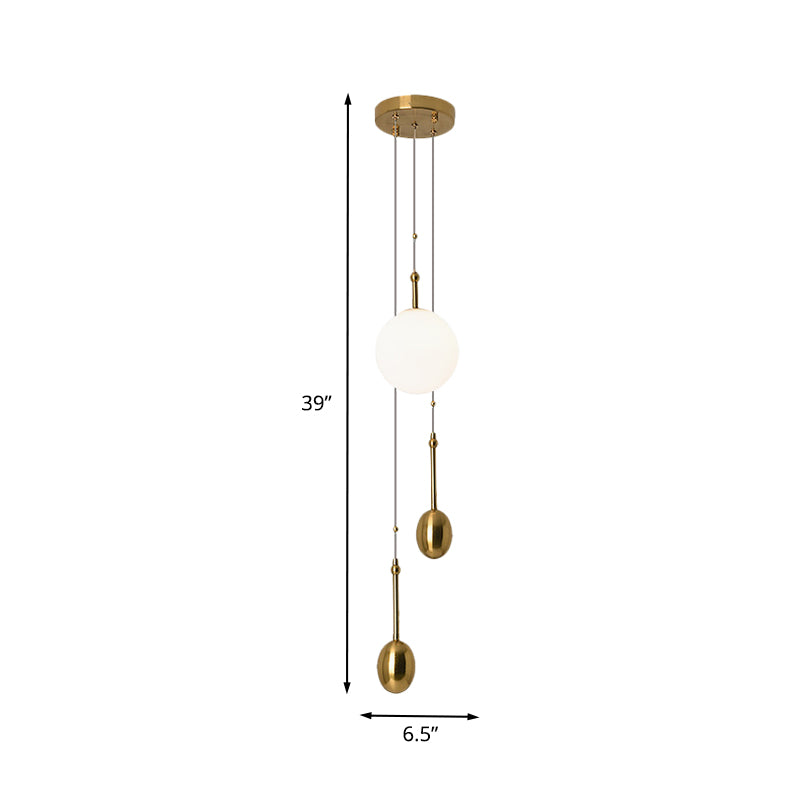 Ball Bedside Pendant Light Fixture Opal Glass 1 Light Modernist Ceiling Lamp with Dual Gold Modo Deco
