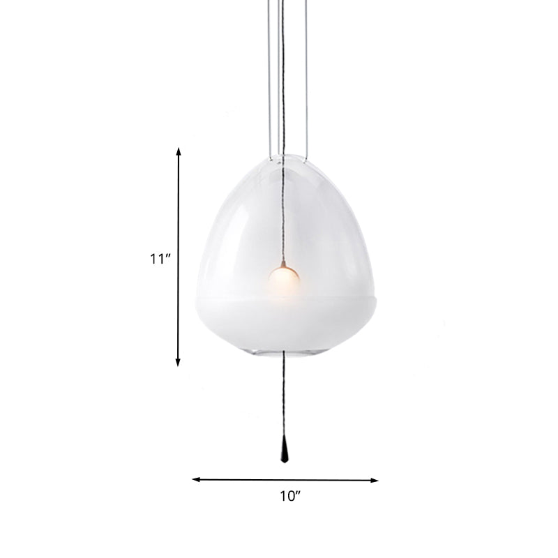 Éclairage de pendentif de chevet elliptique Verre givrée transparente lampe à suspension de plafond simple à tête