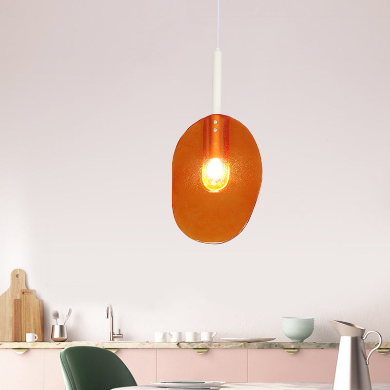 Minimalistische Lollipop-Form Suspension Leicht orange Glas 1-Licht-Café-Shop Decke Anhängerlampe