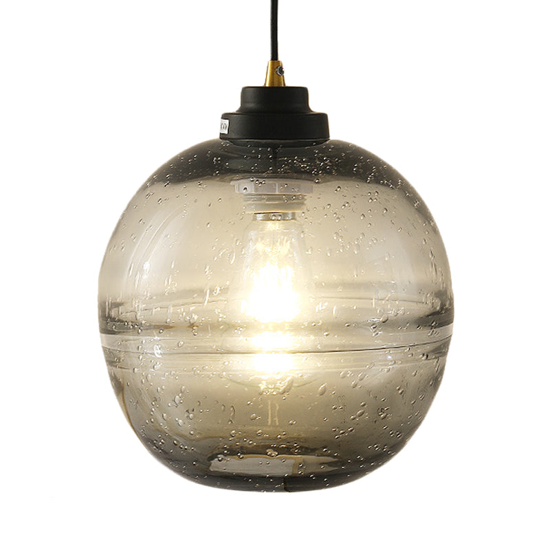 Suspension à balle noire Lumière moderne 1 tête fumée gris verre bulle suspension
