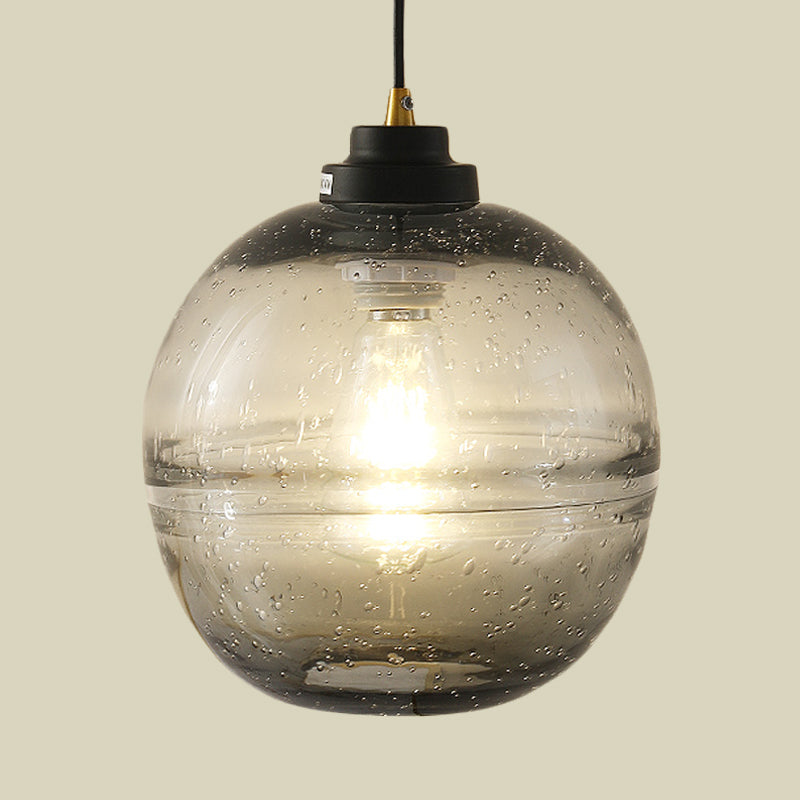 Suspension à balle noire Lumière moderne 1 tête fumée gris verre bulle suspension