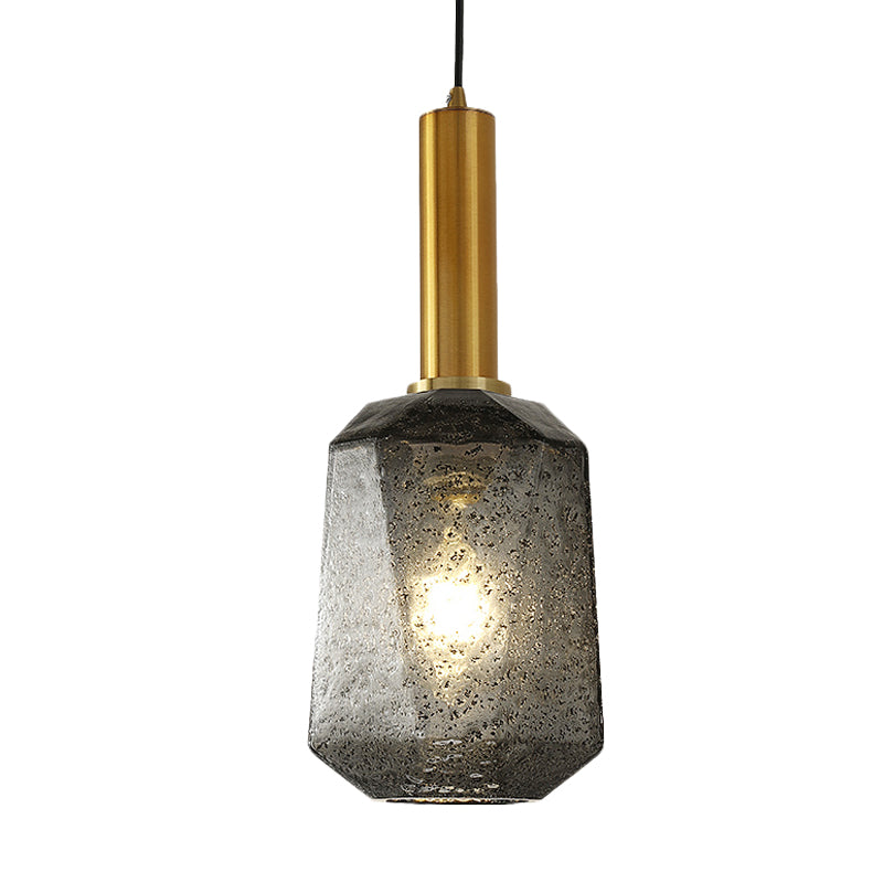 Facettiertes Nachtheizpendelleuchte Rauchgrauglas 1 Leichte industrielle Hänge Deckenlampe in Messing