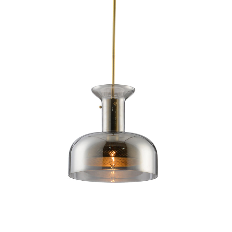 Suspension de suspension en pot simplicité transparente / fumée de verre gris 1 bulbe de cuisine plafond LED