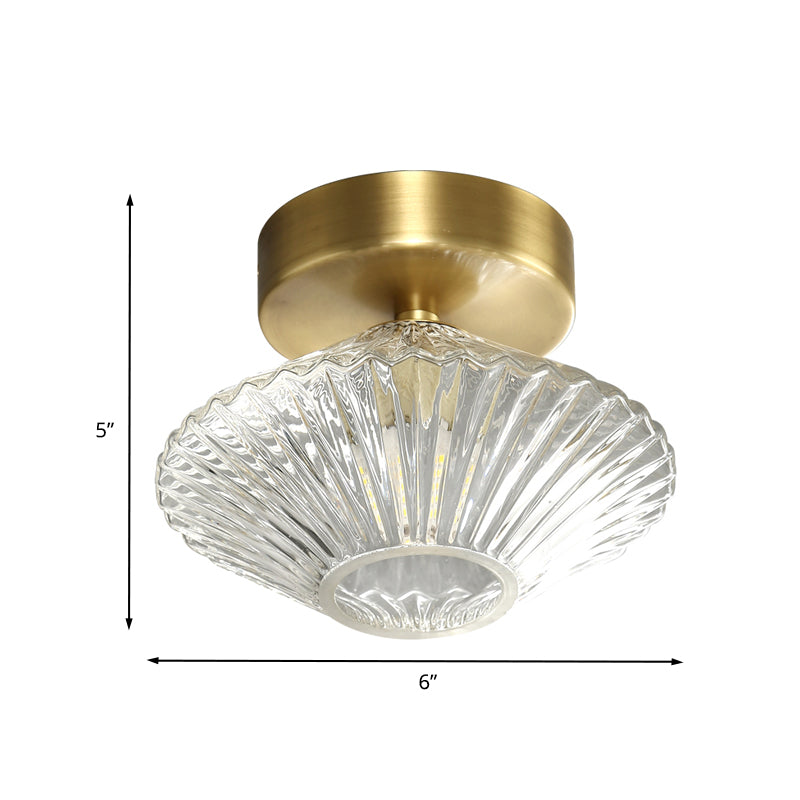 Diamond Schlafzimmer Semi Flush Mount Clear Prismatic Glass 1 Kopf Moderne Flush Leuchte in Gold
