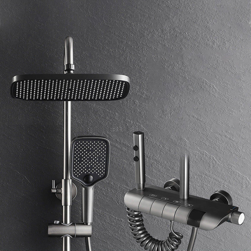 Modern Plain Shower System Slide Bar Included Shower Head Combo
