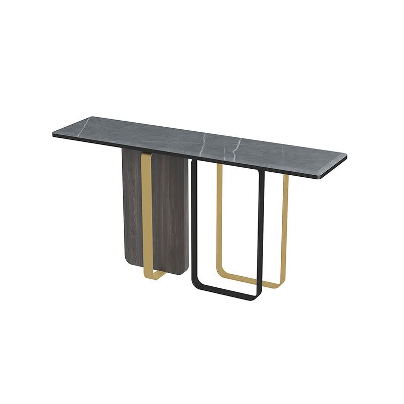 Glam Console Table Rectangle Stone Accent Table , 12 Inch Wide