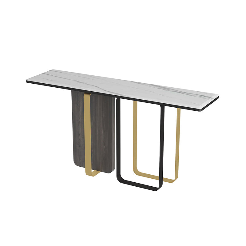 Glam Console Table Rectangle Stone Accent Table , 12 Inch Wide